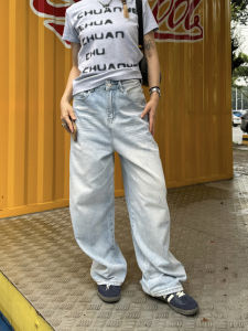 Washed Vintage Straight Leg Jeans Loose Wide Leg Street Style Torn Jeans Men Women Trendy Brand Casual Straight Pants