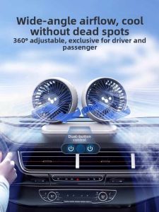 HELLOLEIBOO | Car Fan 24V Double Head Small Refrigeration USB Interface Powerful Portable Electric Fan for Cars Heavy Duty Truck 12V HELLOLEIBOO