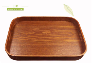 Large Size Wooden Rectangular Bread Plate European Style round Corner Square Tea Tray Dishware Adult Handmade Color Glaze