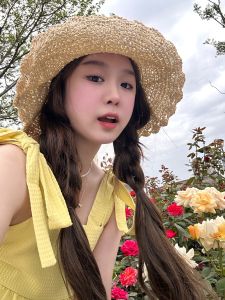 หมวกไหมพรมชายหาดสไตล์เกาหลีสไตล์นิ่มๆ ลายลูกไม้ หมวกทรงกลม ใบกว้าง ทรงกลม ฤดูร้อน ฤดูใบไม้ผลิ ฤดูใบไม้ร่วง ฤดูหนาว สำหรับผู้หญิง