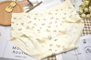 Antibacterial Cotton Underwear Set of 3 Girls mid Waist Breathable Floral Print Comfortable Cotton Vagina for Young Women