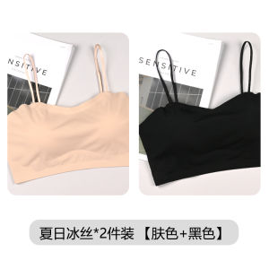 ผ้าไหมน้ําแข็ง Bralette ไม่มีรอยต่อสําหรับผู้หญิงวัสดุไนลอนน้ําหนักเบา Anti-Exposure Strapless Crop Top เหมาะสําหรับฤดูร้อน