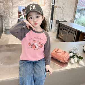 Áo Thun Dài Tay Thời Trang Cho Bé Gái Mùa Xuân Thu Mới Về in Họa Tiết Hoạt Hình Cổ Tròn Cotton Co Giãn Thoải Mái