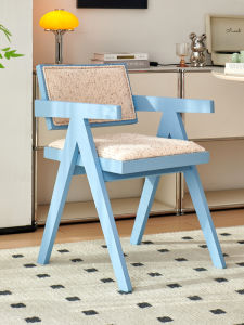 Nordic Style Solid Wood Dining Chair Soft Padded Living Room Restaurant Small Fresh Casual Chair Home Use Compact Size
