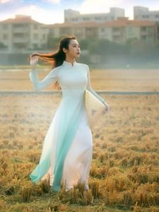 Charming Gradient Chinese Style Womens Dress Dream Jiangnan 2025 Spring New Version Small Size Fairy Tale Long Dress