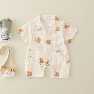 Summer Outfit for Baby Boys Pure Cotton Onesie Thin Short Sleeve Clothes Cute Baby Romper for Crawling Outdoor Princess Style Dress