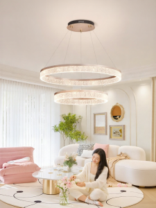 HUIPU ZHAOMING | Modern Minimalist Double Ring High Brightness Living Room Chandelier