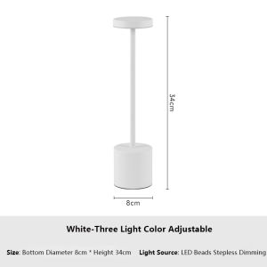 Simple LED Rechargeable Touch Metal Table Lamp Three Colors Bedside Creative Ambient Light Cordless Outdoor Decor Night Light
