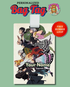 Demon Slayer Bag Tag - Back to Back Print - 2x3 in size - PVC material - Free Rubber Loop