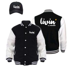 jacket varsity kancing basebbal Livin + bonus topi