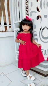 VICTORIAN RED DRESS DRESS ANAK PEREMPUAN IMPORT / GAUN ANAK PEREMPUAN / GAUN PESTA ULANG TAHUN / GAUN ANAK LUCU GAYA ANAK KOREA