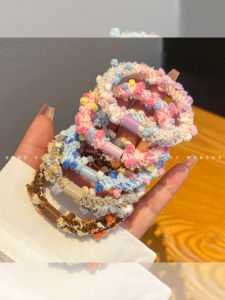 Korean Style High Elasticity Colorful Plush Ball Hair Ties Fashionable Hair Accessories for Bun Tail Braid Hair Bands