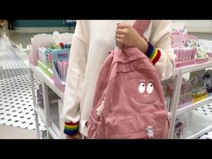 Tas Ransel Korduroi Muka Senyum Smiley Face Backpack Impor TKM