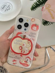 เคสโทรศัพท์มือถือแบบน่ารักและมีสไตล์สำหรับผู้หญิง Apple Cat ดีไซน์ดั้งเดิมแบบมีแม่เหล็กดูดซับ 2 ชั้น ป้องกันการตกหล่น ขอบนิ่ม ดีไซน์เรียบง่าย