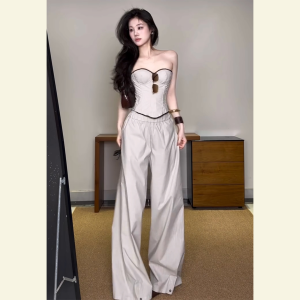 SHANGSHA | Luxurious Elegant Grey Bustier Suit
