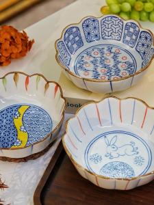 FengBai Japanese Style Ceramic Fruit Plate High End Elegant Snack Plate Living Room Coffee Table Home Use Dry Fruit Display