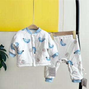 Baby Winter Clothes Set Thickened Cotton Padded Lightweight Soft Split Design for Infants And Toddlers Boys And Girls Suitable for Autumn And Winter
