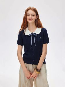 Basic House | Color Blocked Bow Knitwear Slim Fit Anti-Aging Top