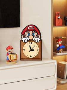 Creative Mario Desktop Clock Tabletop Decorative Piece Living Room Decor 2025 New Model Entrance Hallway Ornament