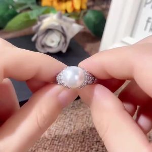 Huitan Ngọt Ngào Giả Ngọc Trai Nhẫn Nữ Thời Trang Cao Cấp Cưới Đính Hôn Đảng Ngón Tay Phụ Kiện Vĩnh Cửu Mô Phỏng Trang Sức Ngọc Trai