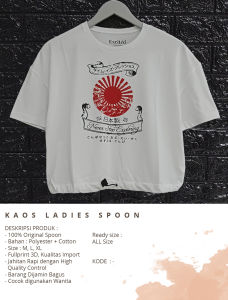 Kaos Wanita Lengan Pendek Croptop | Merk SPOON | Motif - White