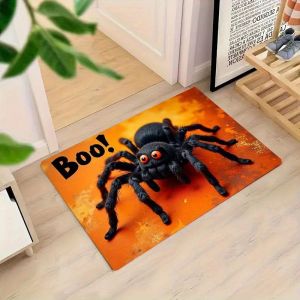 Halloween Boo Pumpkin Spider Ghost Rug Non-Slip Door Mat Spooky Floor Carpet Entryway Home Party Decor