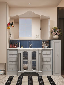 DIPURUI | French Vintage Seamless Luxury Stone Ceramic Washstand Side Cabinet