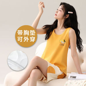 Padded Pajamas Womens Summer Pure Cotton Casual Vest Shorts Han Fan Homewear Suitable for Daily Wear Suit 2024 New Arrival