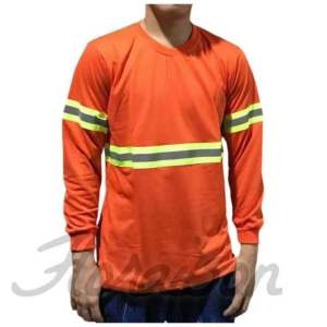 Mens Cotton With Neon Reflector Long Sleeved Shirt FREESIZE L/XL Construction Long Sleeve