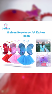 Dovana Mainan Kupu-kupu Set Kostum Perempuan Tongkat Sihir Anak Lampu LED Sayap Peri Angel Butterfly