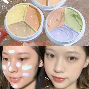 3 Color Concealer Palette Full Coverage Concealer Cream Waterproof Covers Acne Mark Dark Circles Brighten Face Base Korean Makeup