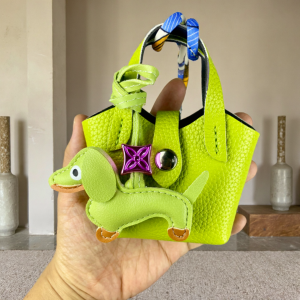 Mini PU Leather Bag For AirPods Case/Lip Balm/Coins With Tiny Dachshund As Decoration-Functional & Decor Leather Pouch-Gift