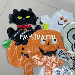 (1PC) Halloween Handheld Foil Balloon Hairband Headband Party Decoration Prop Kids Toy Spider Bat Pumpkin Ghost Witch Skeleton Vampire Skull Cute Scary Mini Balloon DIY Photo Backdrop Costume Accessories Trick or Treat Festival Decor Event Decoration