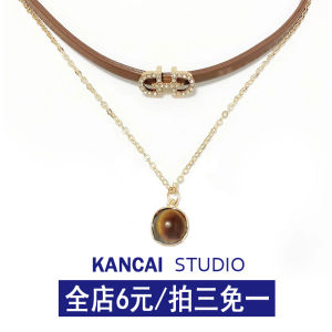 Double Layer Bohemian Style Boho Choker Necklace for Women in Brown Leather  out Fashion Jewelry with Alloy Pendant