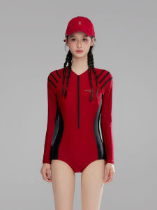 High-End Feeling Long Sleeve One-Piece Triangle Two-Piece Swimsuit Womens Professional Surfing Sport Training Swimming Gym Exclusive