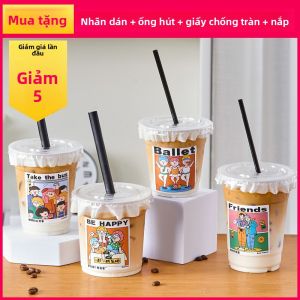 Cốc Nhựa Dùng Một Lần 500ml Có Nắp Đựng Đồ Uống Cốc Đựng Nước Mang Đi Đồ Dùng Ăn Uống Dùng Một Lần Đồ Dùng Ăn Uống