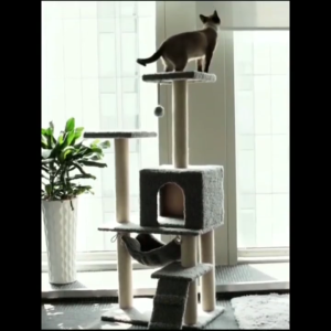 Teekland Large Cat Tree House Pet Wonderland Wood Cat Climbing Frame Space Capsule Nest Cat Tree Tower Pet House Scratching Post Pet Toy Pet Tower Hammock Cat Climbing Scratcher