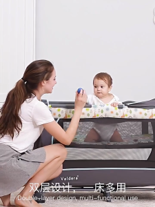 Foldable Baby Crib With Mosquito Net Adjustable Height 2 Layer Rocking Comfort Co-Sleeper Changing Table For Newborn Cot