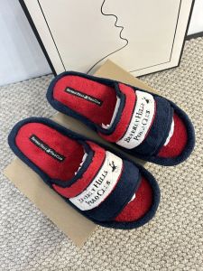 Mens Spring Autumn Cotton Slippers Open-Toe Home Indoor Slippers Anti-Slip Embroidery Style Comfortable Soft Rubber Sole