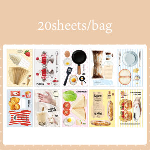 4Style 20 pieces/bag Fun Sticky Notes Second Series Material Book Cute Food Handbook Diary DIY Decoration Material Paper Cards