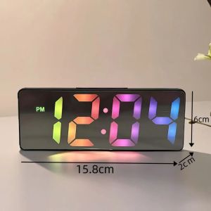 Digital Clock LED Wake Up Light Alarm Clock Bedroom Electronic Desktop Clock With Temperature Display Adjustable Brightness.