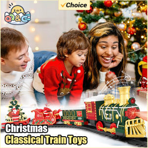 Christmas Series Classical Remote Control Small Train Track Electric Steam Track Train Model Lights Childrens Holiday Gifts