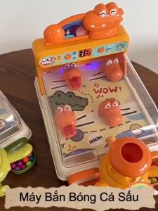 Máy Bắn Bóng Pinball Mini Hình Cá Sấu Chế Độ Tính Điểm Có Đèn Nhạc Vui Nhộn Rèn Luyện Phản Xạ Cho Bé (Màu xanh lá)