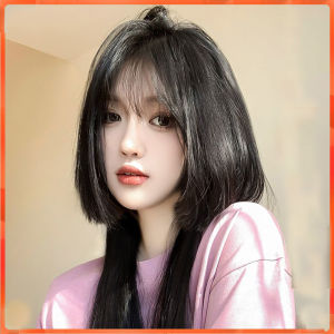 MONLEYTA | Womens Long Straight Hair Wig Thin Summer Style Airy Bangs Lolita Round Face Sweet Natural Full Head Popular JK