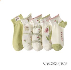 5Pairs Korean Cute Tulip Socks 5pairs Set ankle socks