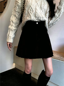 High Waist Corduroy Pleated Skirt Womens Autumn Winter plus Size College Style Hip Covering Short Skirts Fashion Sensation