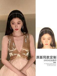 เครื่องประดับผมรุ่น Xuxin Yu สำหรับผู้หญิง ระดับไฮเอนด์ เครื่องประดับผมแบบมีระดับพร้อมตัวผูกโบว์ประดับเพชรและขนสัตว์