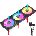 JUMPEAK MX120 360mm Modular Wireless Splicing 120mm PC Case Cooling Fan ARGB Infinite Mirror Light Effect For Water Cooler Fan. 