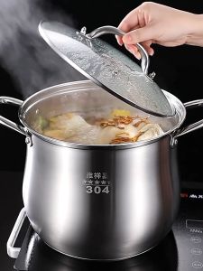 SUS 304 Stainless Steel High & Deep Pot /Soup Pot /Sauce Pot /Milk Pot /Cooking Pot with Glass Lid 22CM/24CM/26CM/28CM