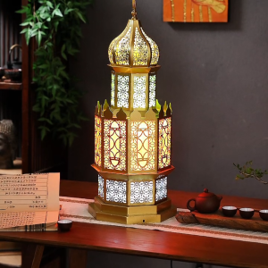 วินเทจอิสลามสถาปัตยกรรมตกแต่งเหล็กโคมไฟตั้งโต๊ะประดับโรงแรมไทยคลับเฮ้าส์บาร์ห้องนอนบรรยากาศที่มีสีสันโคมไฟข้างเตียง